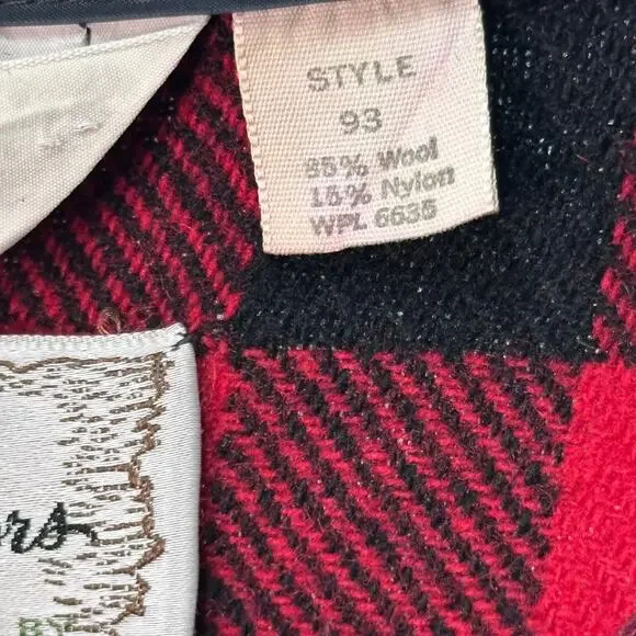 Vintage 80's Woolrich Men's XL Wool Blend Red Black Buffalo Plaid Shirt Style 93 - Picture 6 of 9